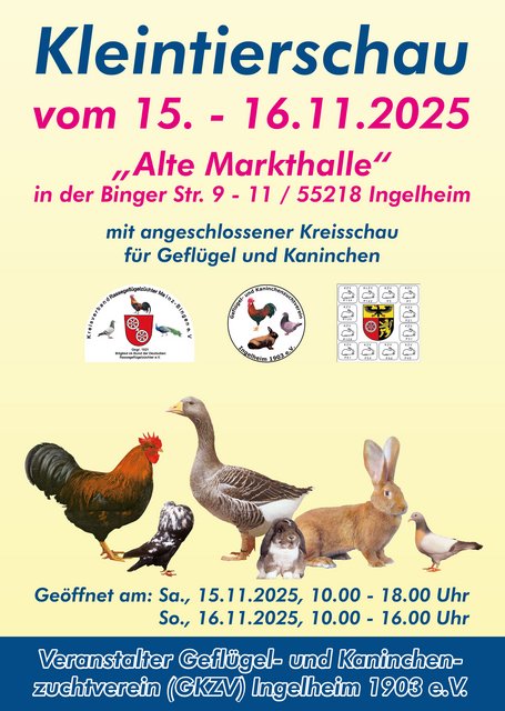Kleintierschau des Geflügel- und Kaninchenzuchtvereins Ingelheim 1903 e.V. 2024 Kleintierschau des Geflügel- und Kaninchenzuchtvereins Ingelheim 1903 e.V. 2024